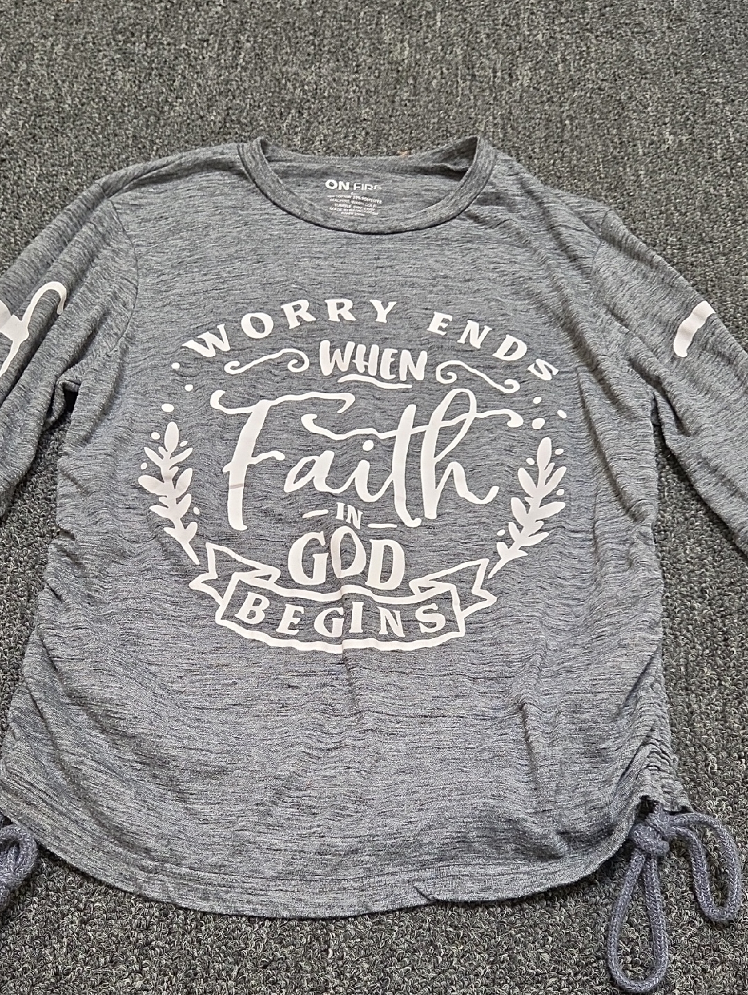 On Fire Gray Heather Crew Neck Top